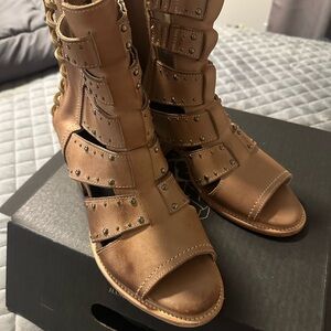 Freebird Tan Studded open toe boot